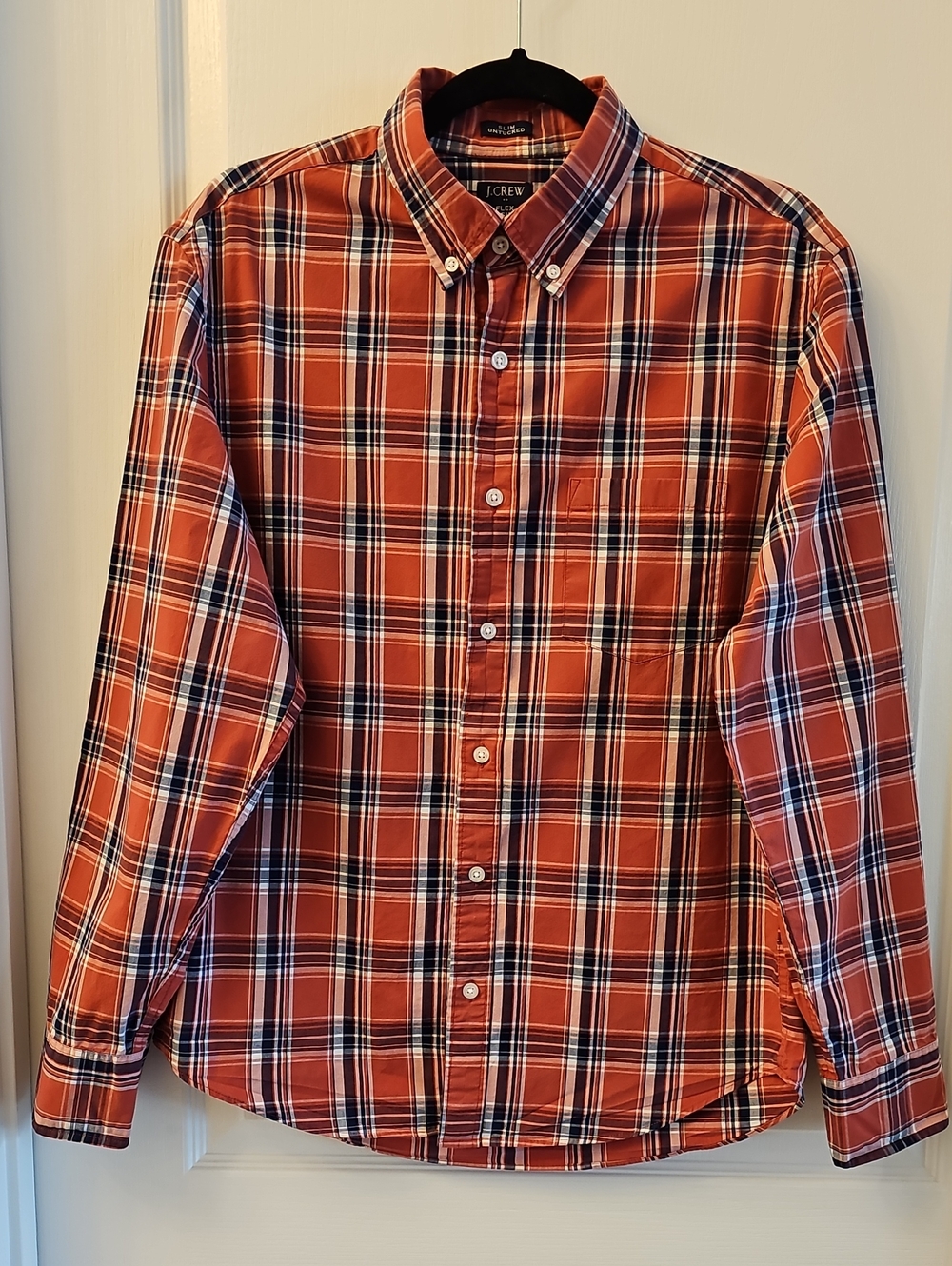 J. Crew Men's Rust Orange Plaid Button-Down Shirt